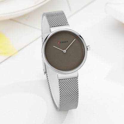 Stylish Elegance: Women's Mesh Belt Casual Business Pointer Quartz Watch