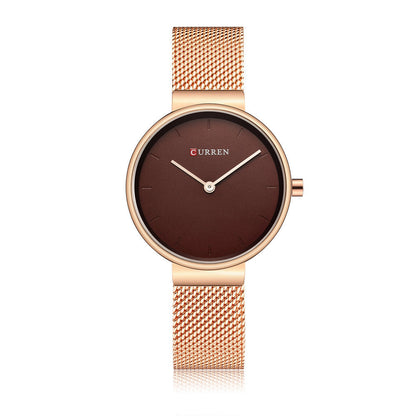 Stylish Elegance: Women's Mesh Belt Casual Business Pointer Quartz Watch