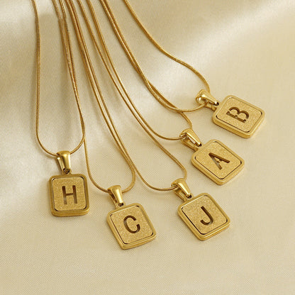 Chic Alpha: Hollow Out Square 18K Alphabet Necklace