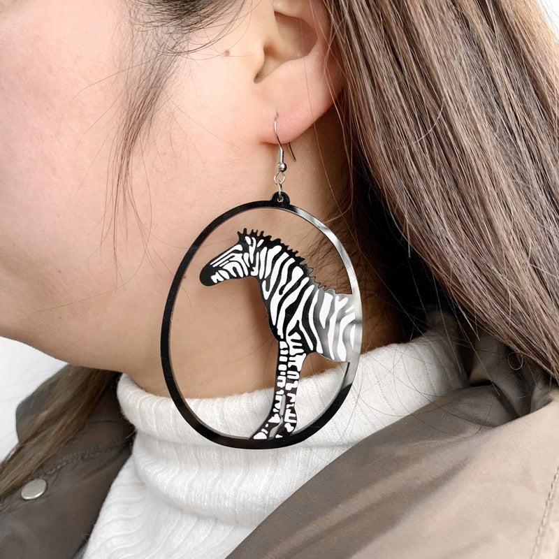 Whimsical Creatures: Acrylic Dangle Earrings in Asymmetric Black