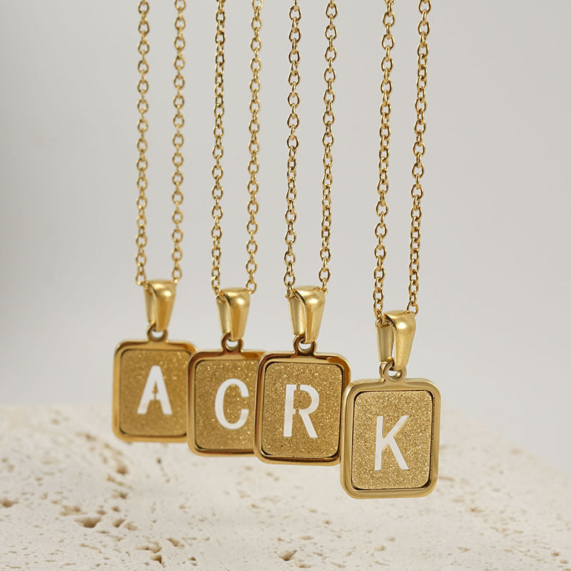 Chic Alpha: Hollow Out Square 18K Alphabet Necklace