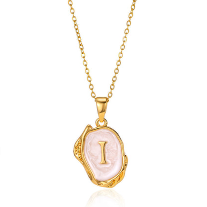 Alphabet Elegance: Simple Three-Dimensional Drop Oil Necklace with 26 Letters